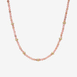 14K Gold Pink Rhodochrosite Segment Bead Necklace