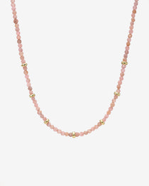 14K Gold Pink Rhodochrosite Segment Bead Necklace Zoe Lev Jewelry