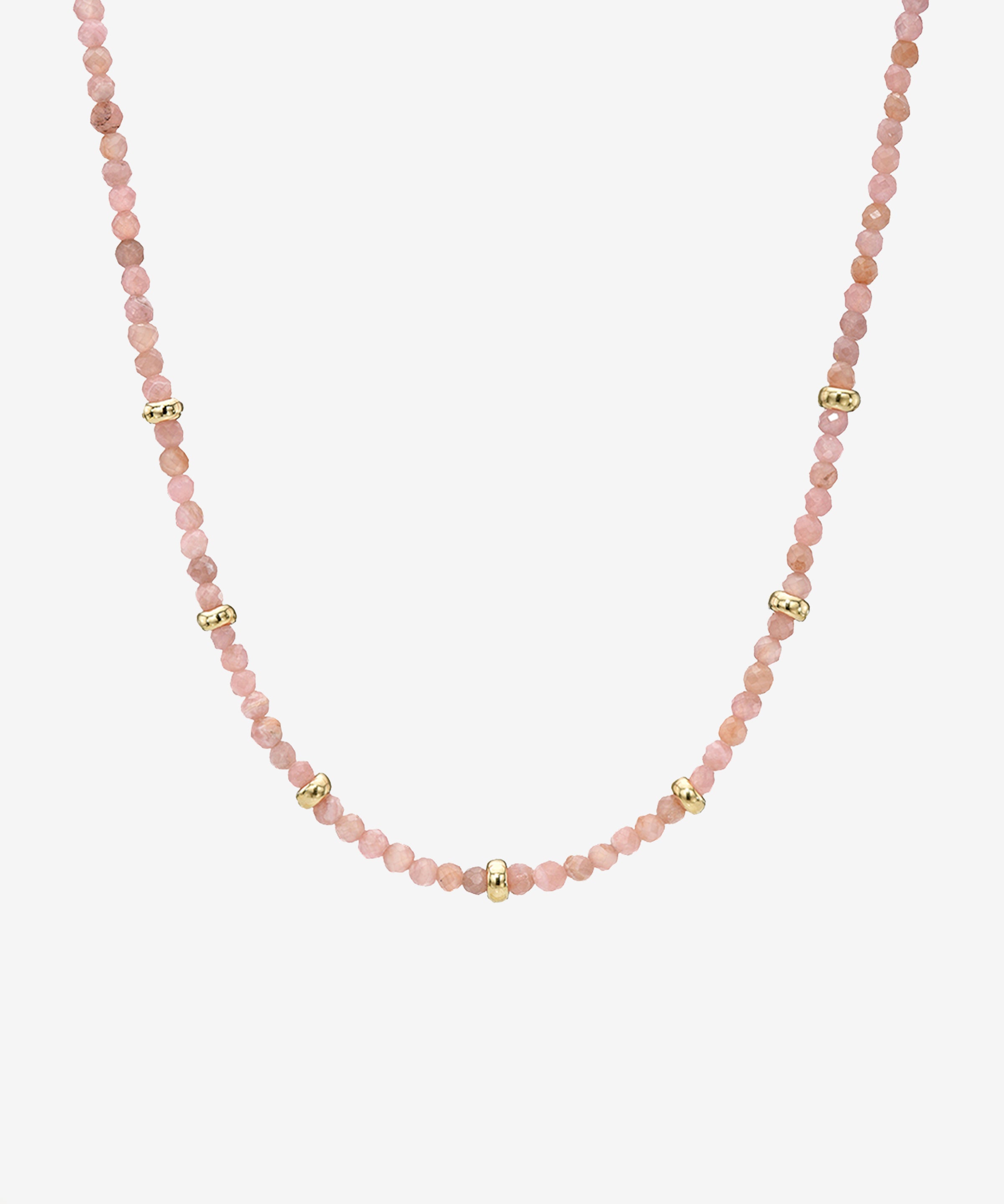 14K Gold Pink Rhodochrosite Segment Bead Necklace Zoe Lev Jewelry
