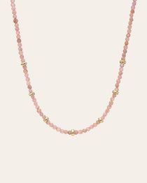 14K Gold Pink Rhodochrosite Segment Bead Necklace Zoe Lev Jewelry