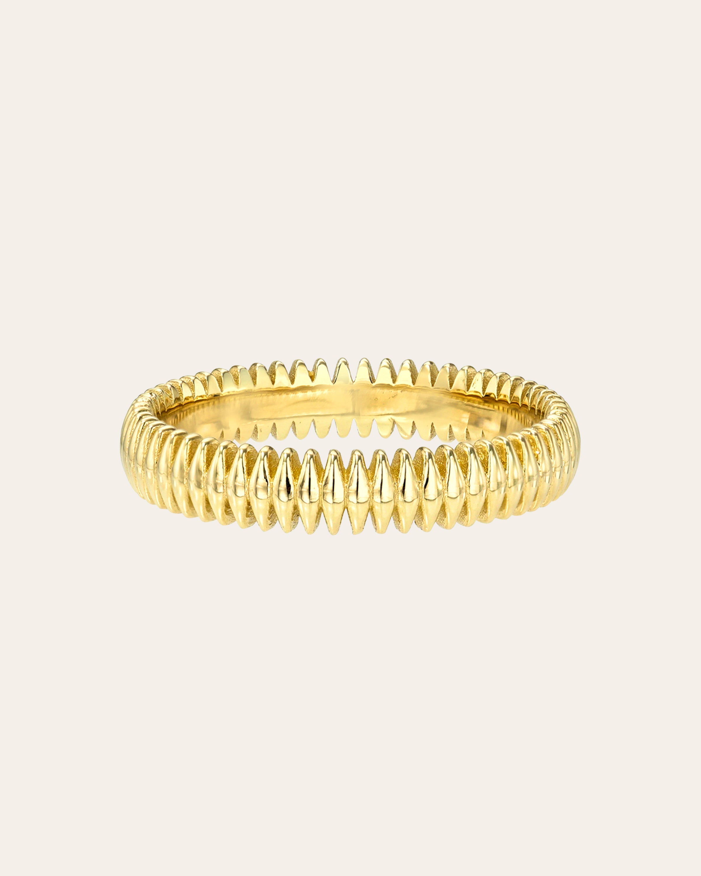 14k Gold Pleated Band Ring Zoe Lev Jewelry