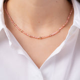 14K Gold Pink Rhodochrosite Segment Bead Necklace Zoe Lev Jewelry