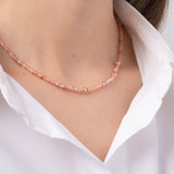 14K Gold Pink Rhodochrosite Segment Bead Necklace Zoe Lev Jewelry