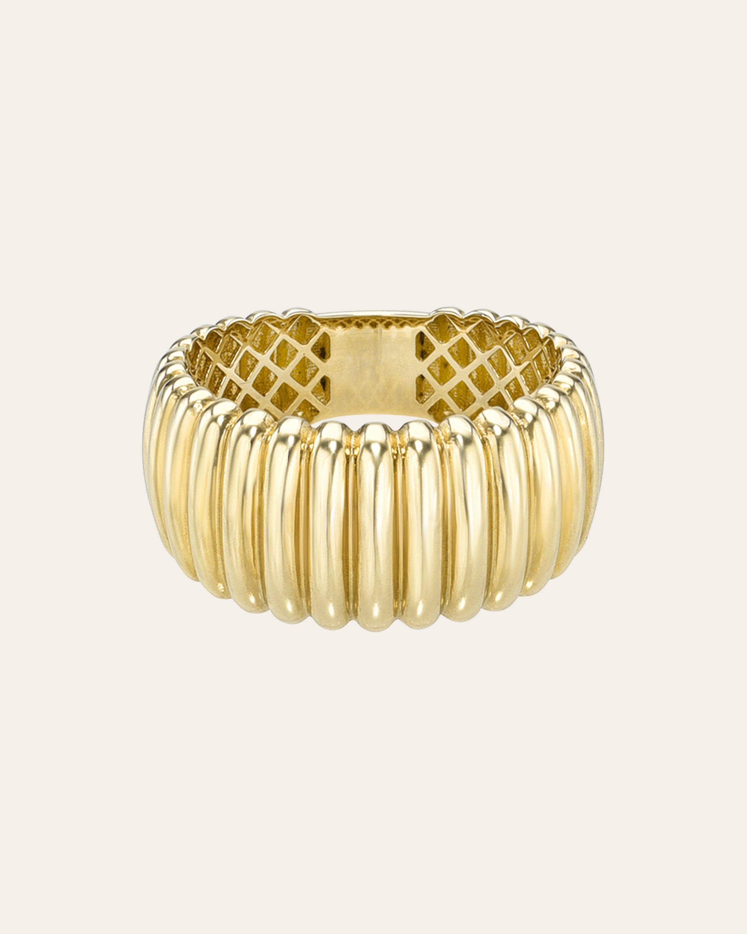 14K Gold Ribbed Ring Zoe Lev Jewelry