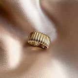 14K Gold Ribbed Ring Zoe Lev Jewelry