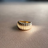 14K Gold Ribbed Ring Zoe Lev Jewelry