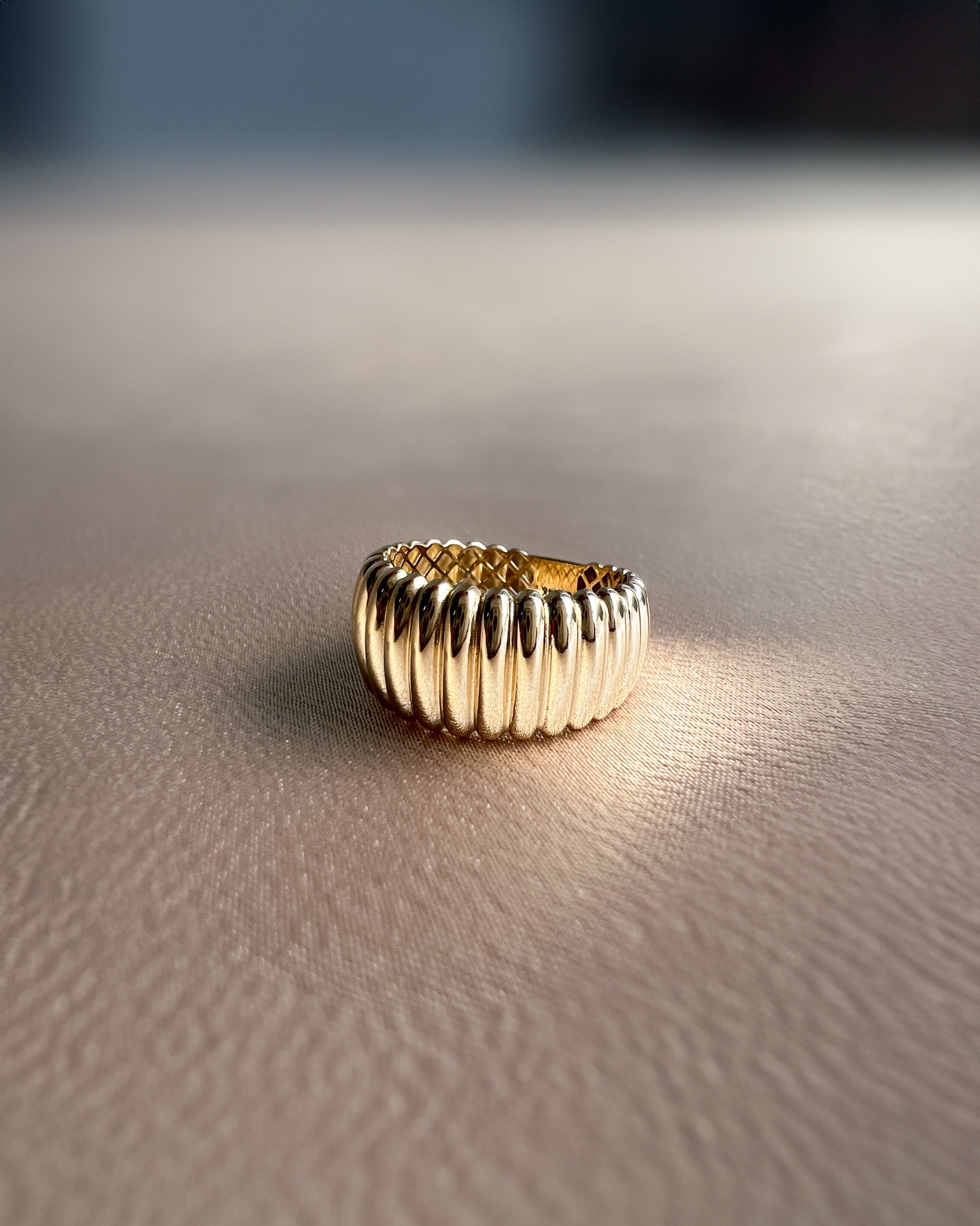 14K Gold Ribbed Ring Zoe Lev Jewelry