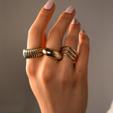 14K Gold Ribbed Ring Zoe Lev Jewelry
