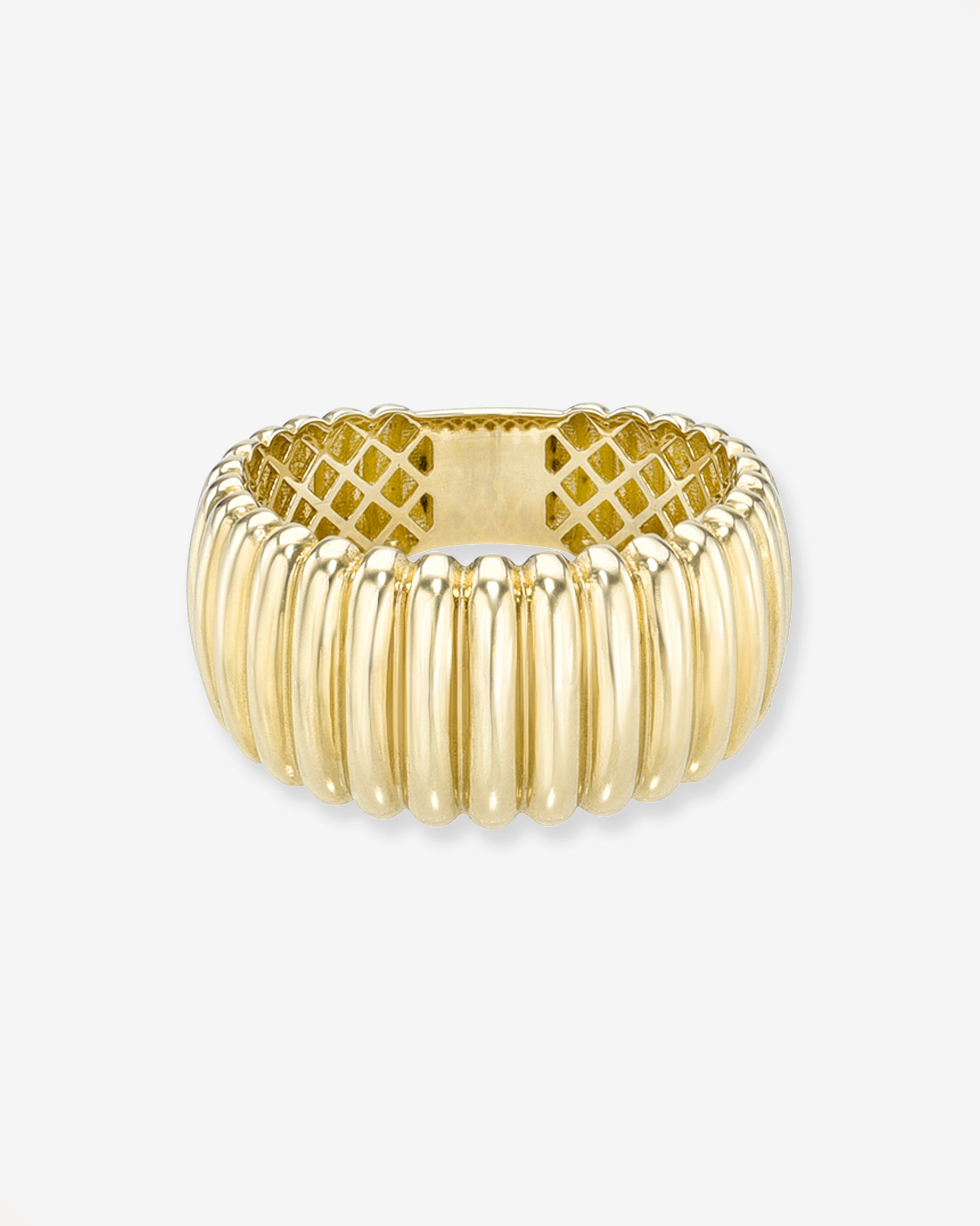 14K Gold Ribbed Ring Zoe Lev Jewelry