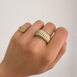 14K Gold Ribbed Ring Zoe Lev Jewelry