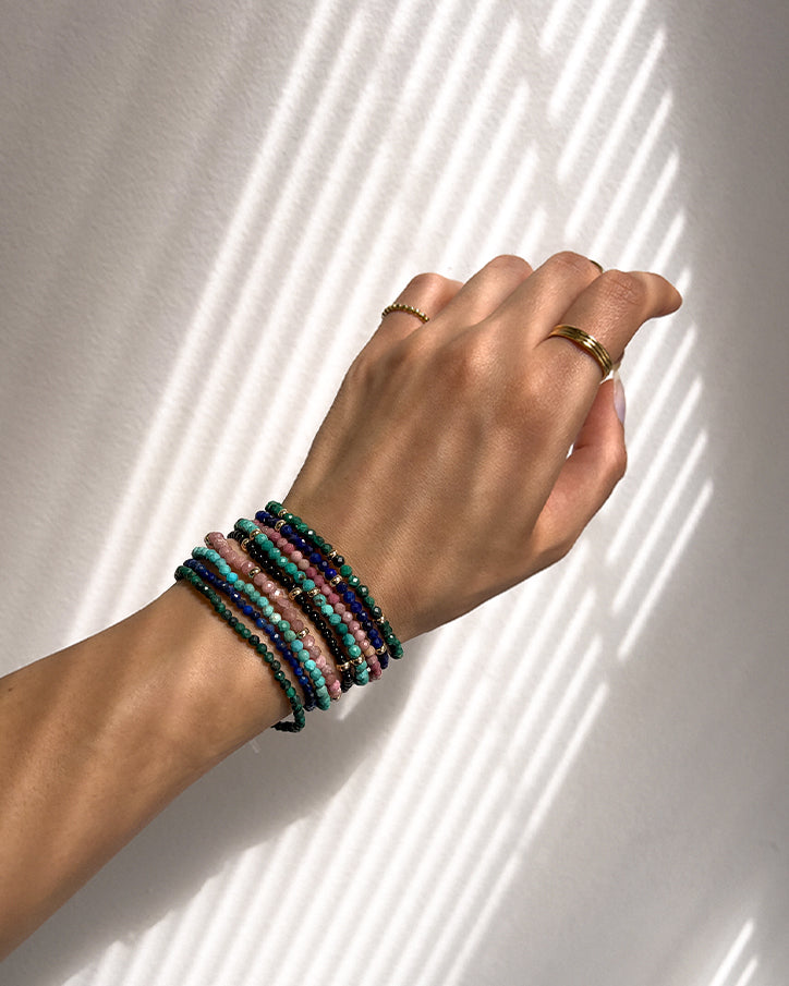 14K Gold Black Onyx Segment Bead Bracelet Zoe Lev Jewelry