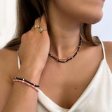 14K Gold Pink Rhodochrosite Segment Bead Necklace Zoe Lev Jewelry