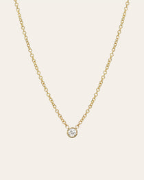 Small Bezel Diamond Necklace Zoe Lev Jewelry