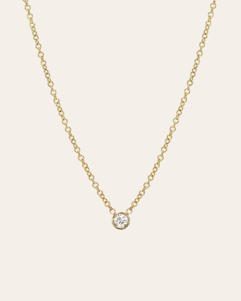 Sweet Tiny Diamond Necklace Hammered Gold Diamond Pendant