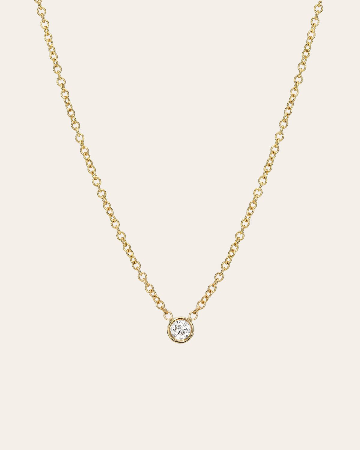 Small Bezel Diamond Necklace 14K Yellow Gold / 20 +$35