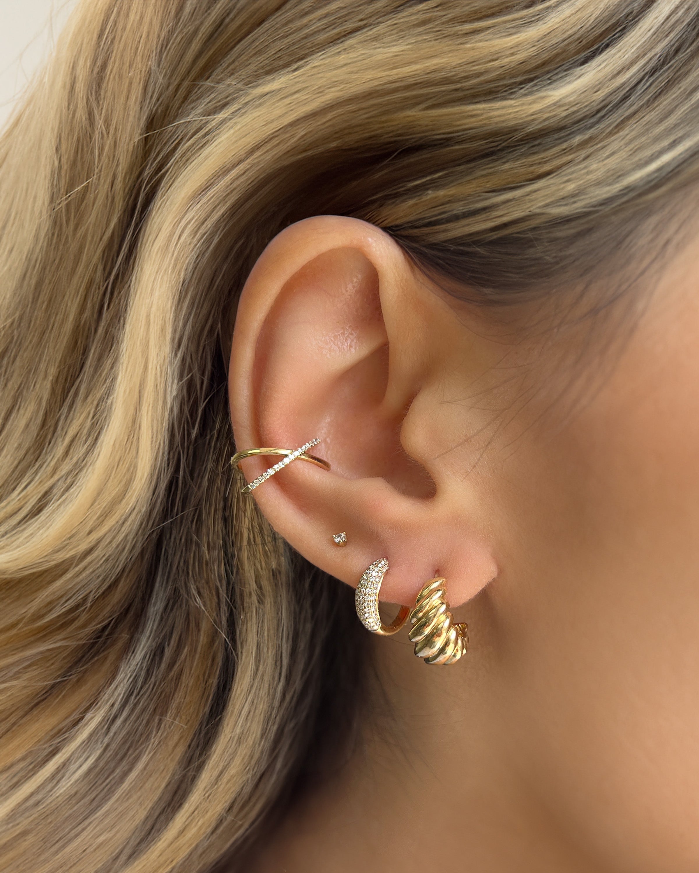 14K Gold Small Croissant Stud Earrings Studs Zoe Lev Jewelry