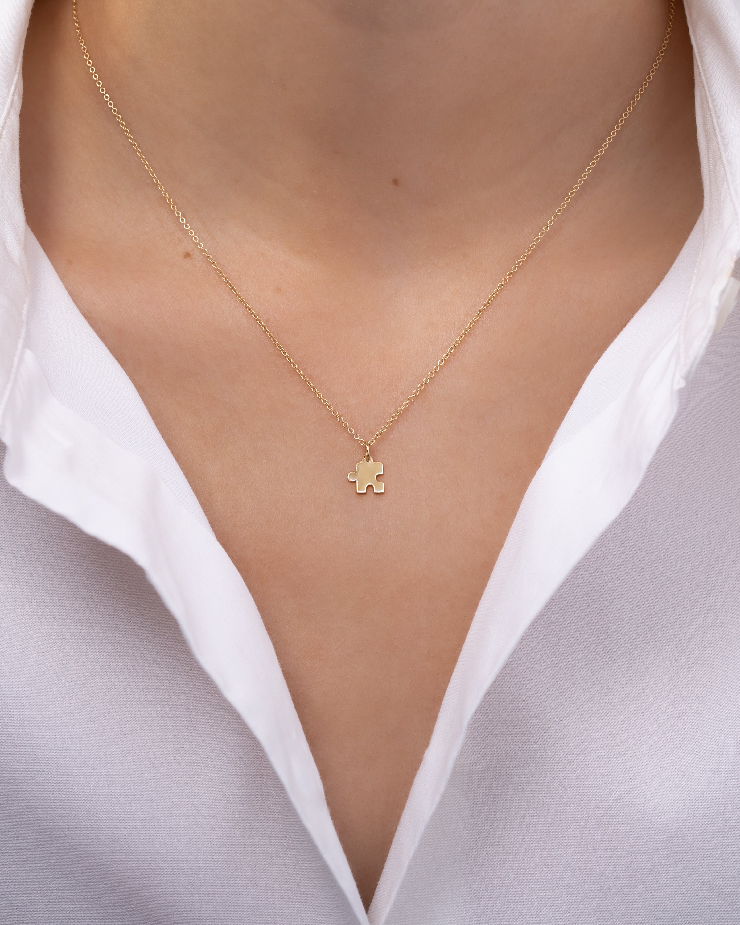 14K Gold Puzzle Piece Pendant Zoe Lev Jewelry
