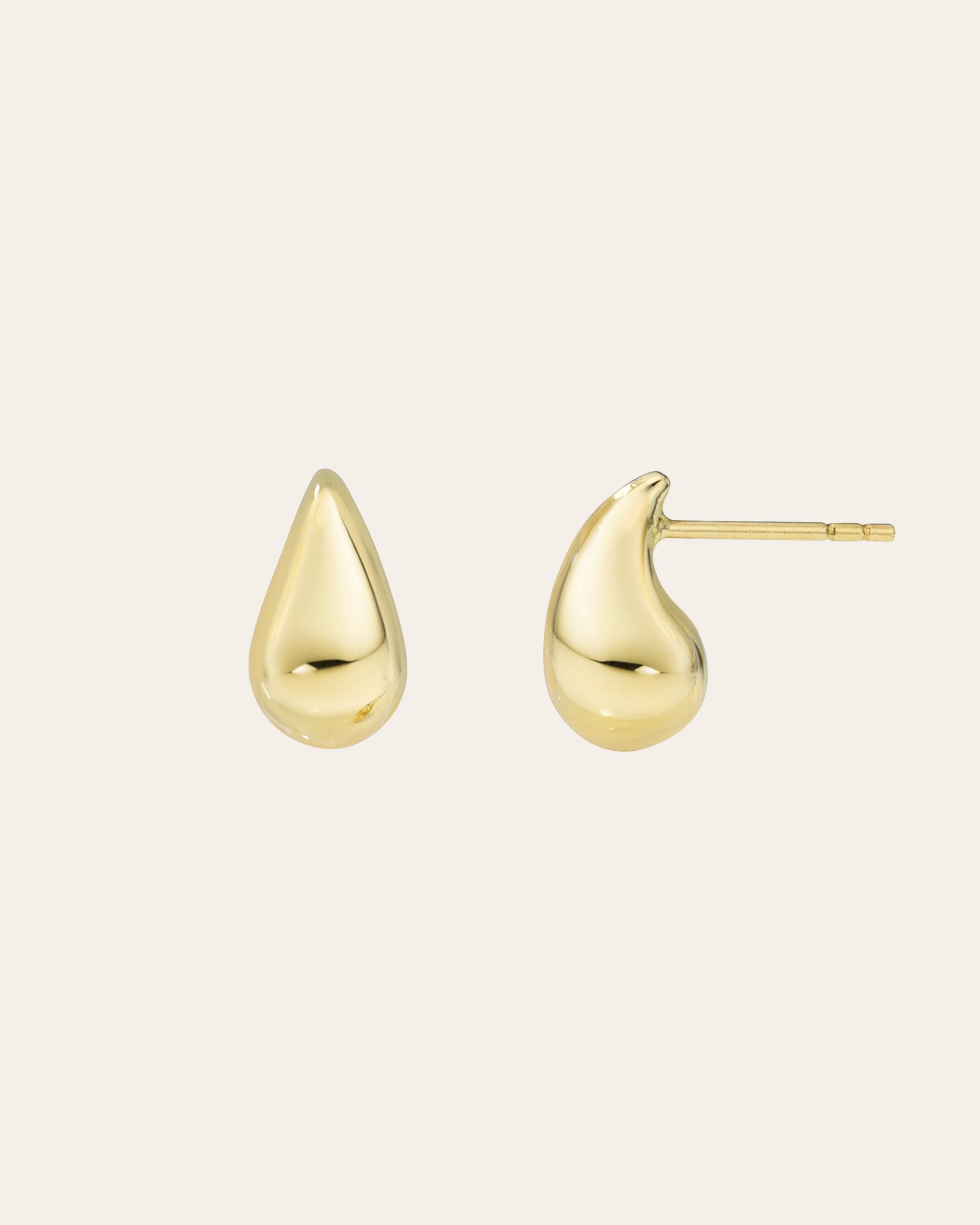 14K Gold Small Teardrop Stud Earrings