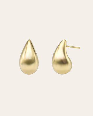 14K Gold Large Teardrop Stud Earrings