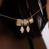 14K Yellow Gold Thick Ribbed Heirloom Charm SAMPLE SALE Zoe Lev Jewelry