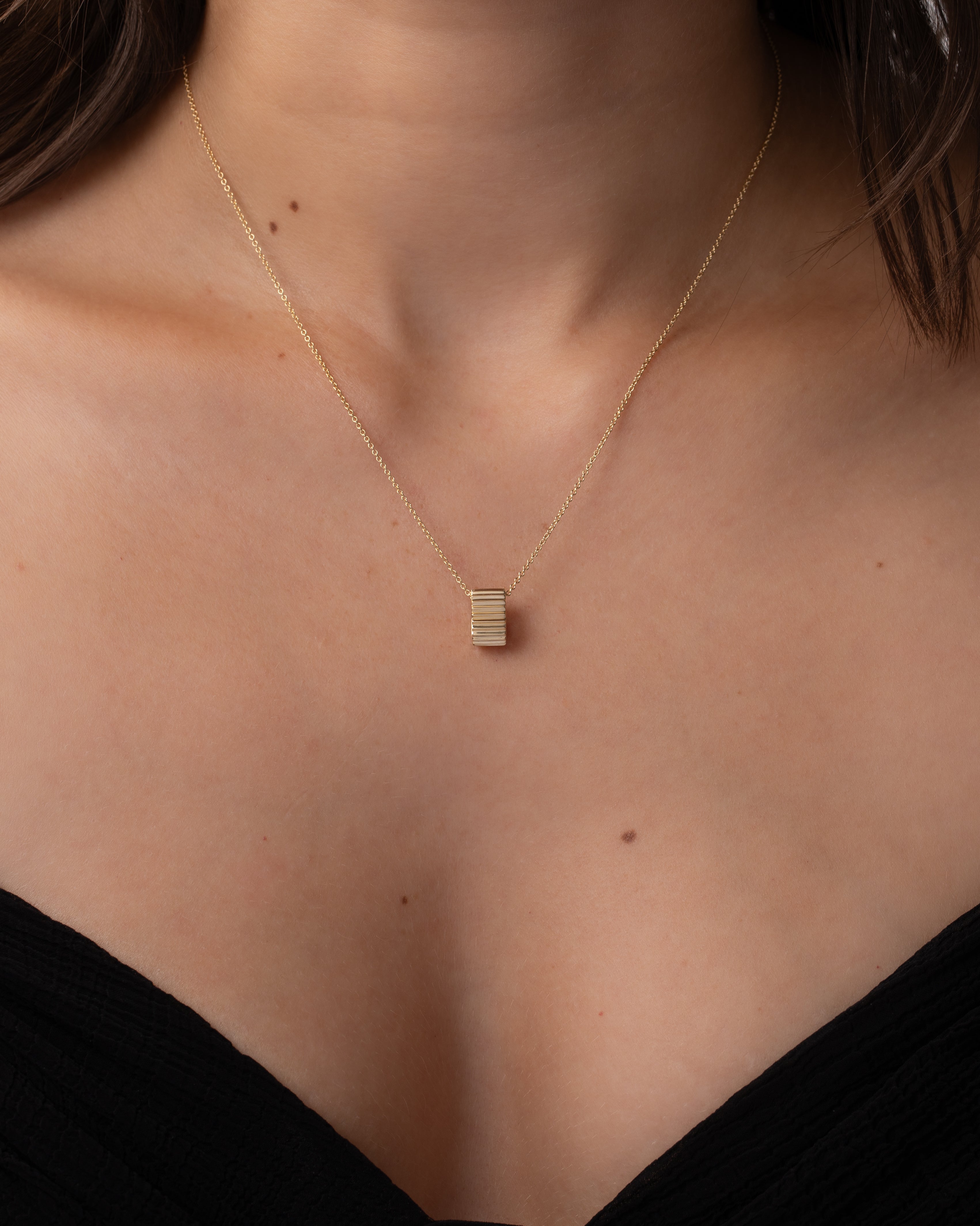 14K Yellow Gold Thick Ribbed Heirloom Charm SAMPLE SALE Zoe Lev Jewelry