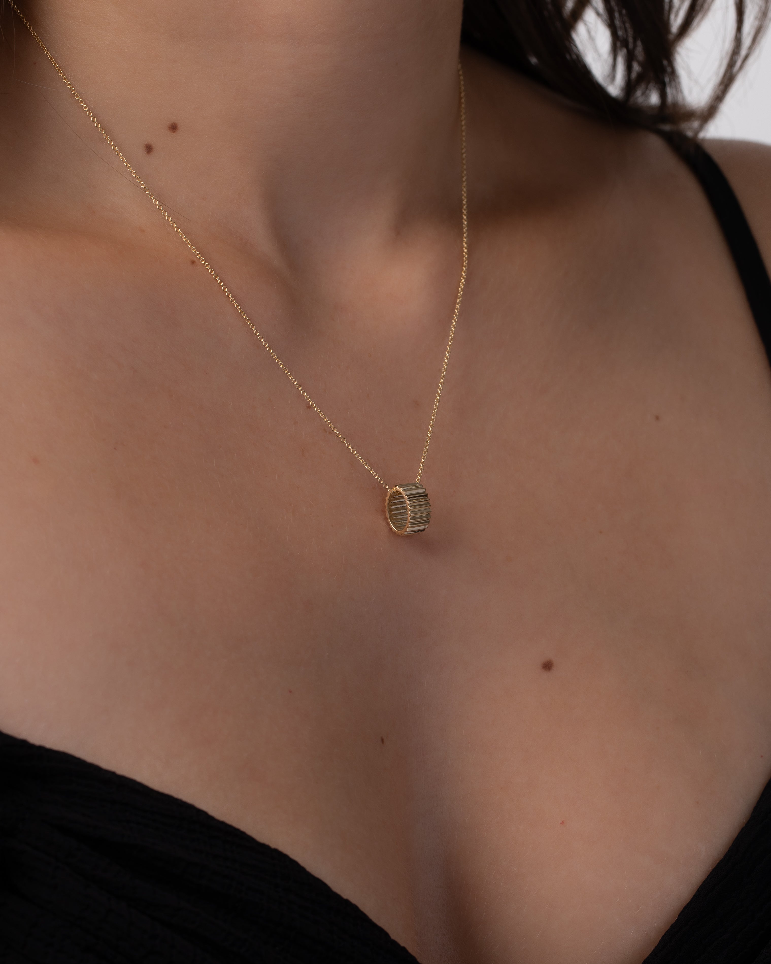 14K Yellow Gold Thick Ribbed Heirloom Charm SAMPLE SALE Zoe Lev Jewelry