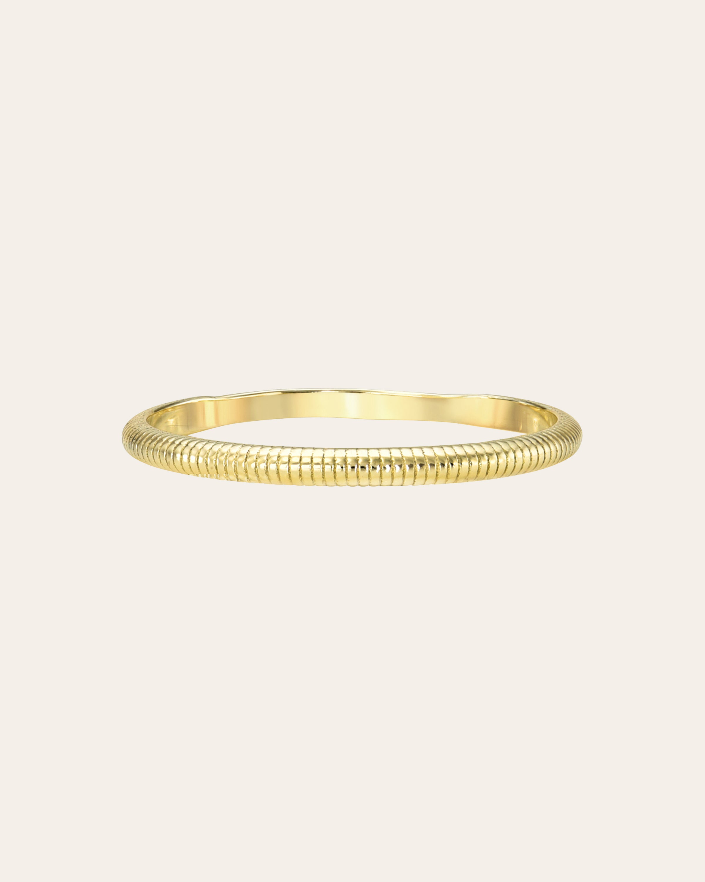 14K Gold Thin Ribbed Band Zoe Lev Jewelry