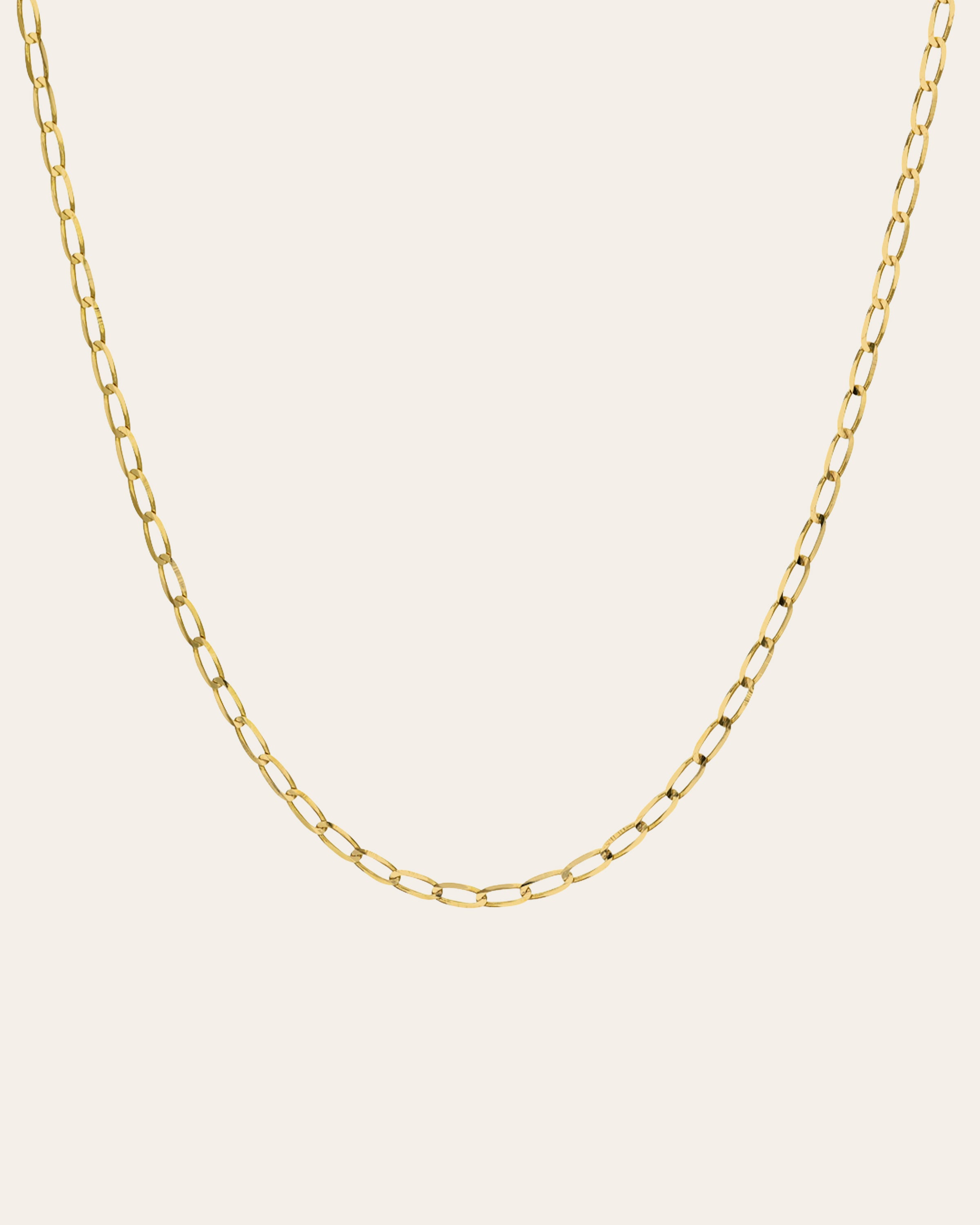 14k Gold Tiny Flat Curb Link Chain Chains Zoe Lev Jewelry