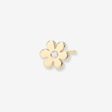 14k Gold Tiny Flower with Diamond Stud Earring