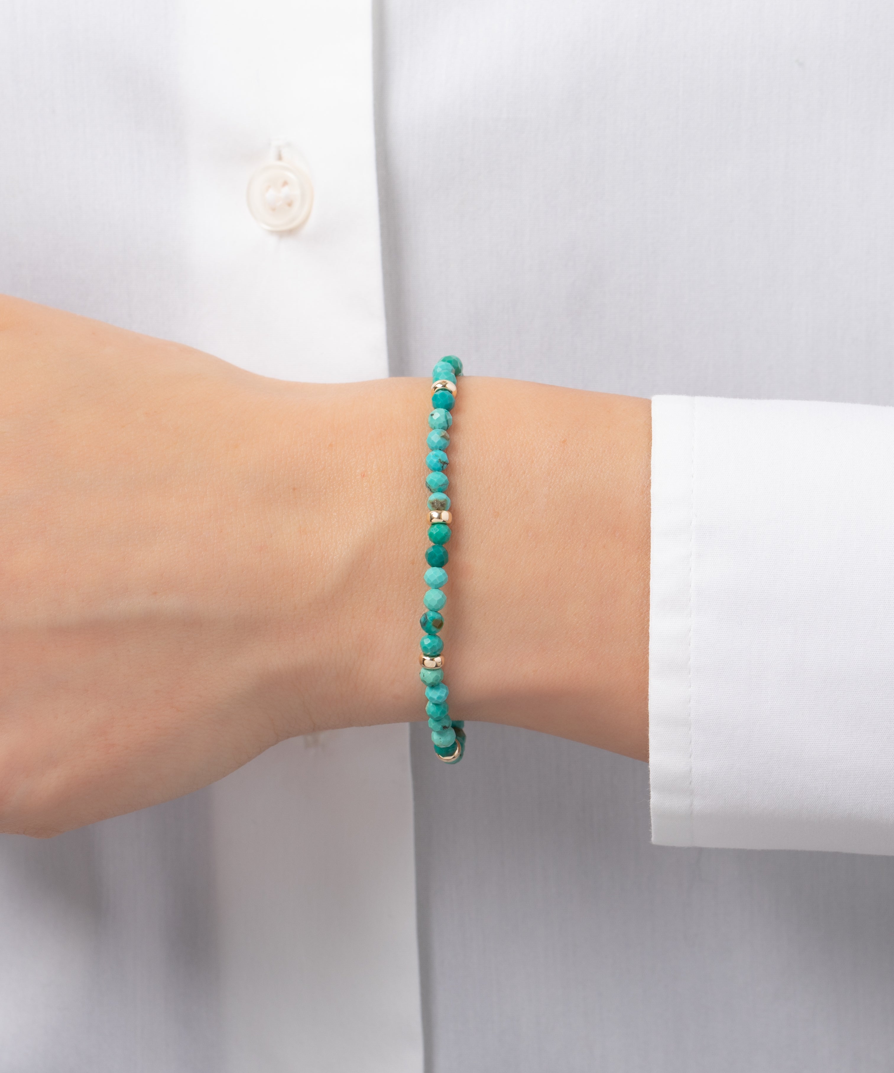 14K Gold Turquoise Segment Bead Bracelet - 7.75" SAMPLE SALE Zoe Lev Jewelry