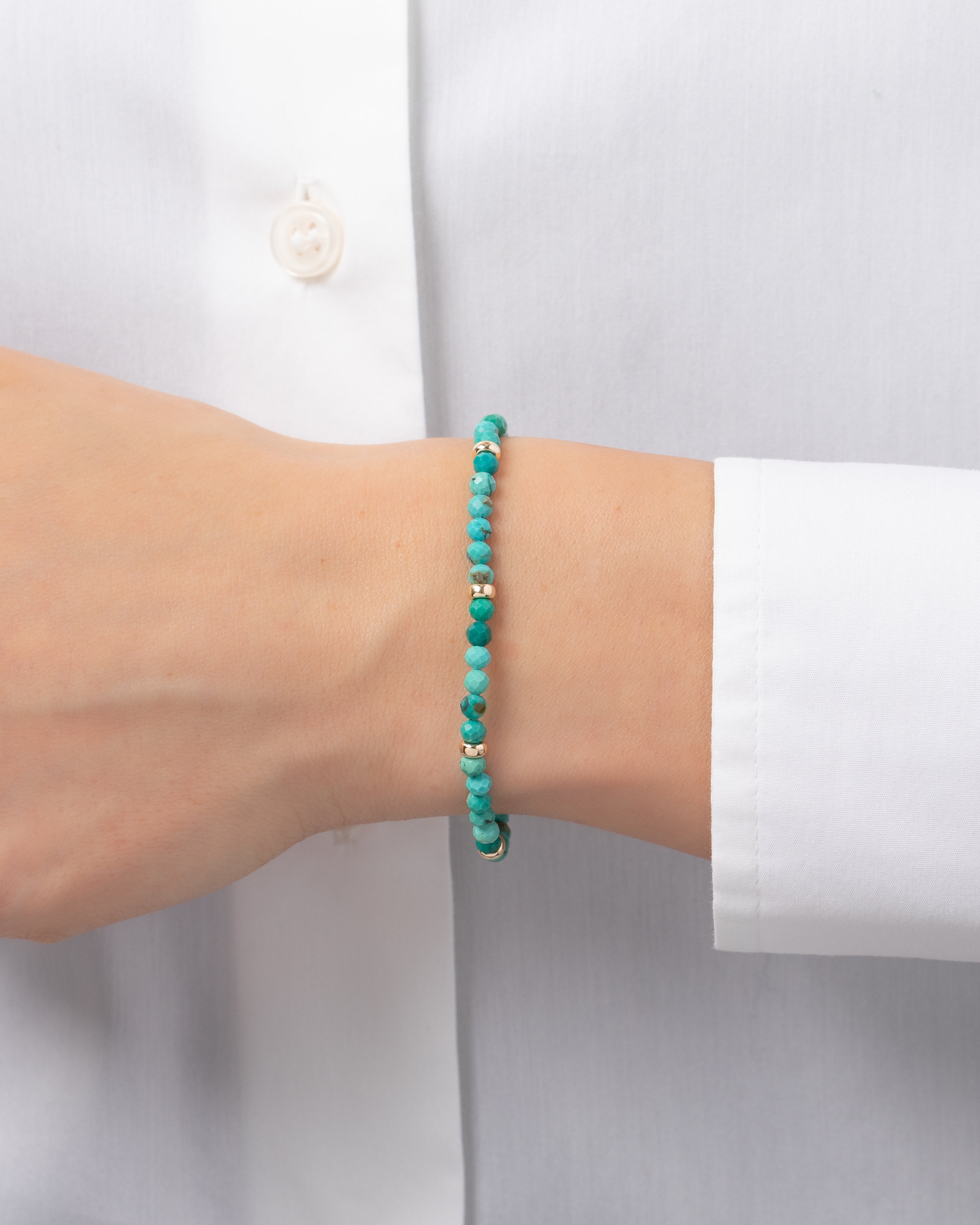 14K Gold Turquoise Segment Bead Bracelet - 7.75" SAMPLE SALE Zoe Lev Jewelry