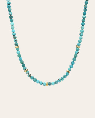 14K Gold Turquoise Segment Bead Necklace