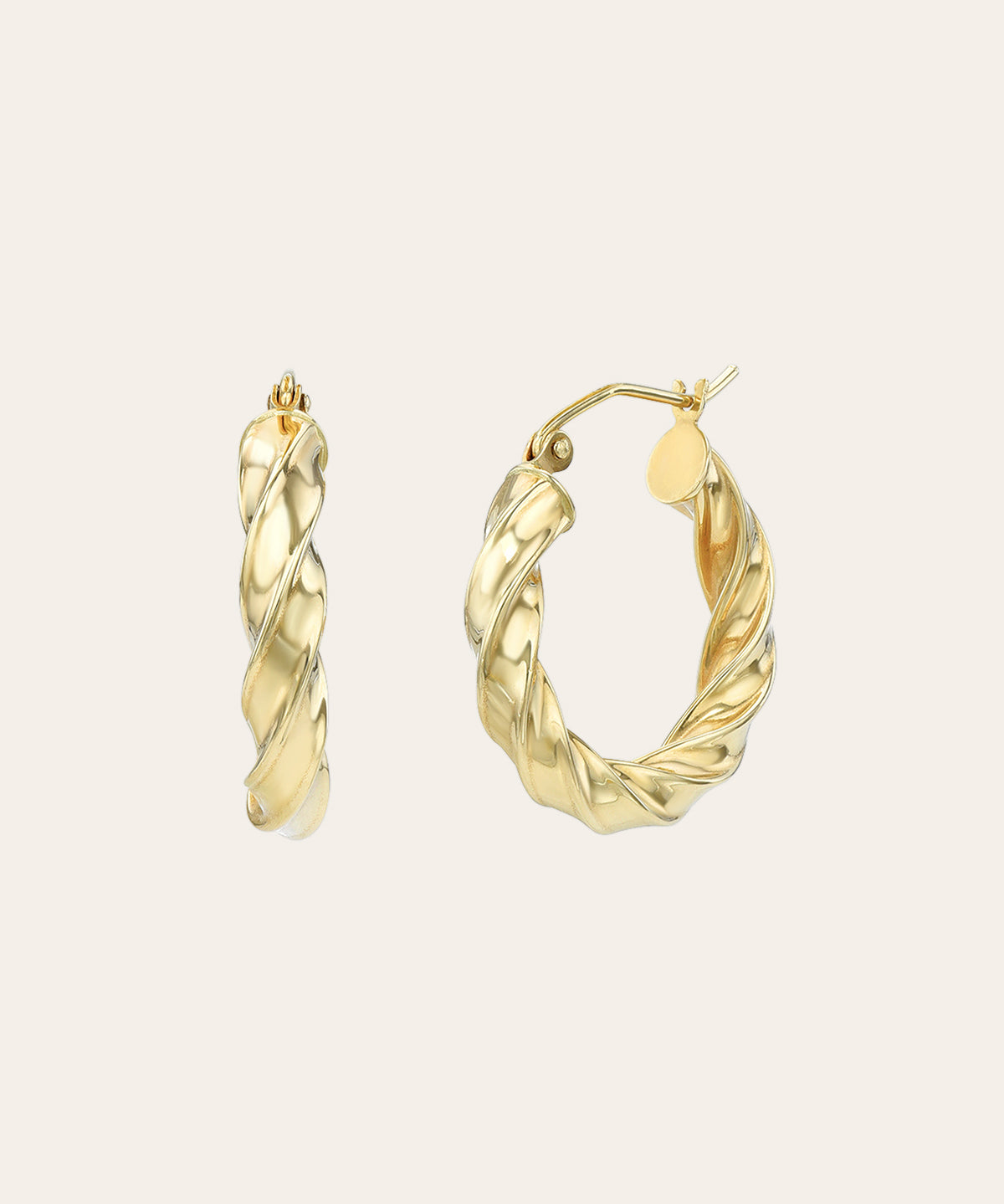 14K Gold Twisted Edge Hoops Hoops & Huggies Zoe Lev Jewelry