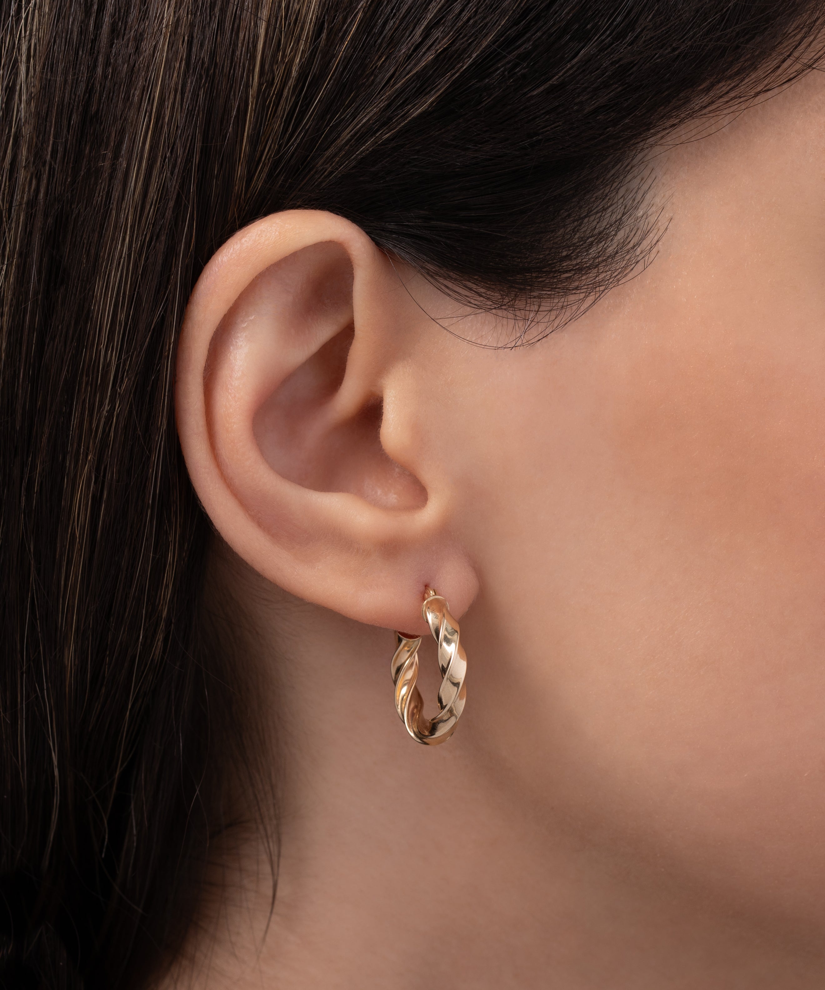 14K Gold Twisted Edge Hoops Hoops & Huggies Zoe Lev Jewelry