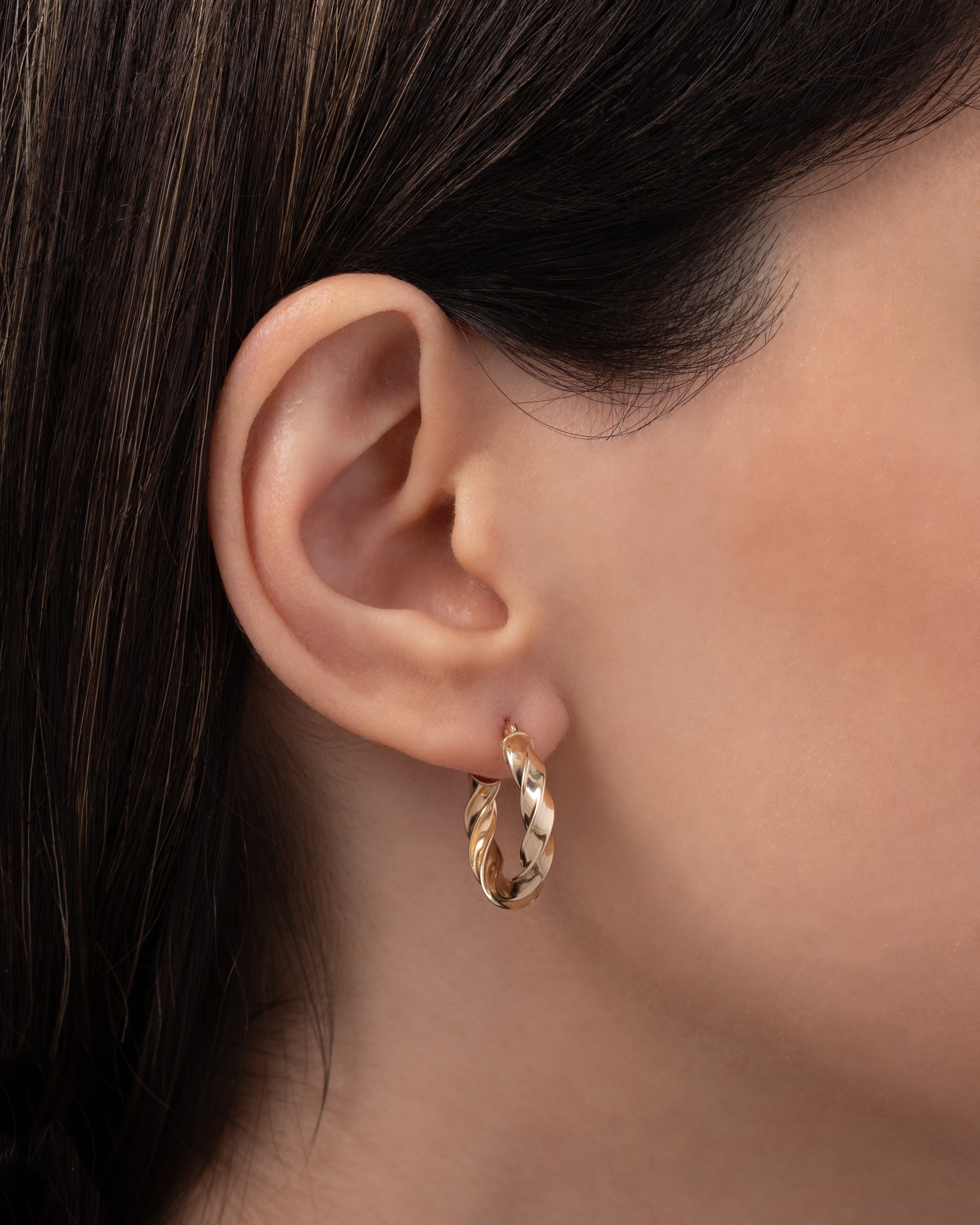 14K Gold Twisted Edge Hoops Hoops & Huggies Zoe Lev Jewelry