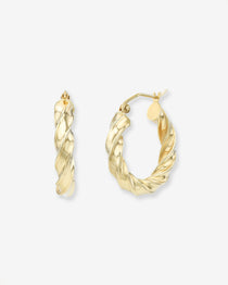 14K Gold Twisted Edge Hoops Hoops & Huggies Zoe Lev Jewelry