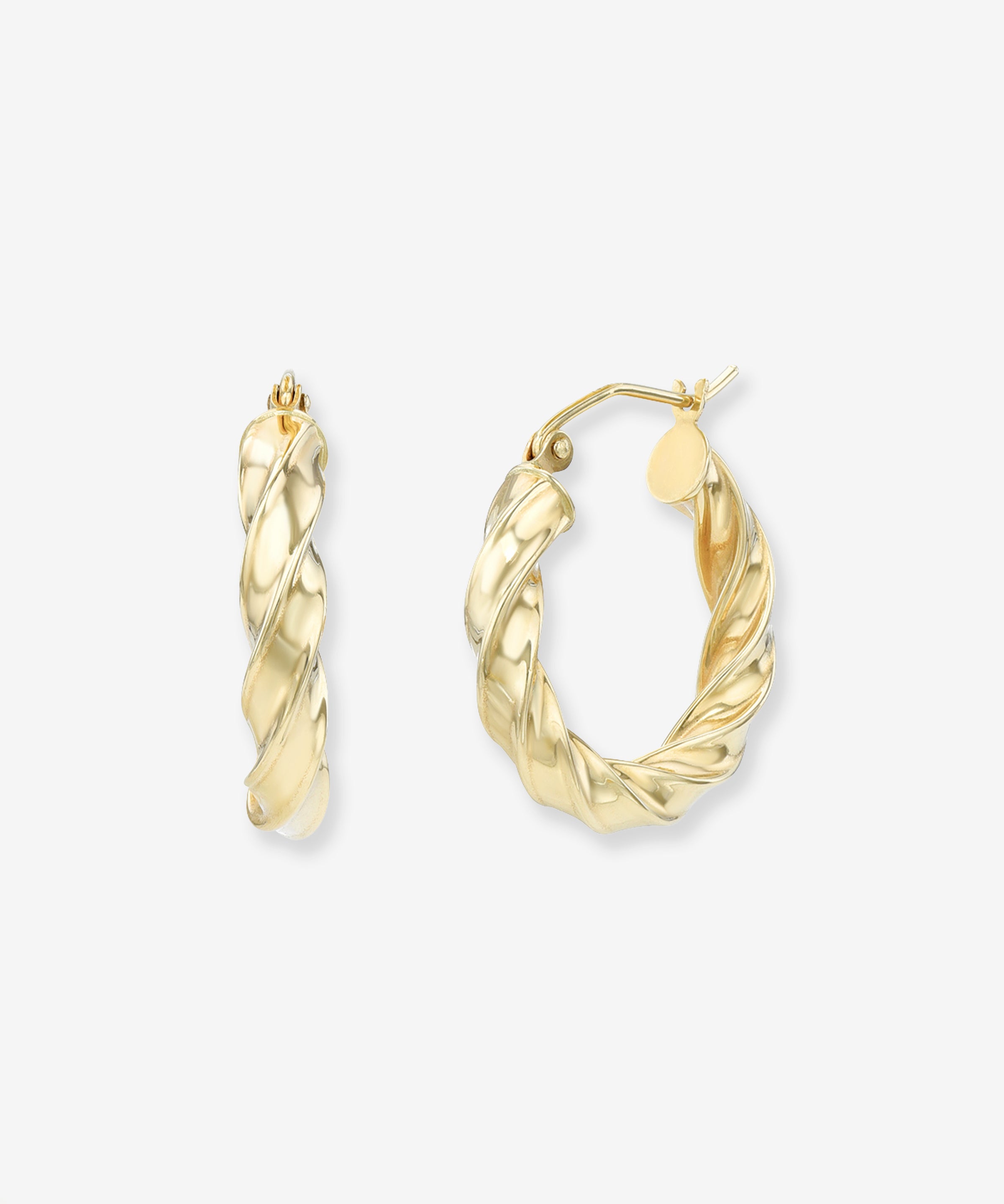 14K Gold Twisted Edge Hoops Hoops & Huggies Zoe Lev Jewelry