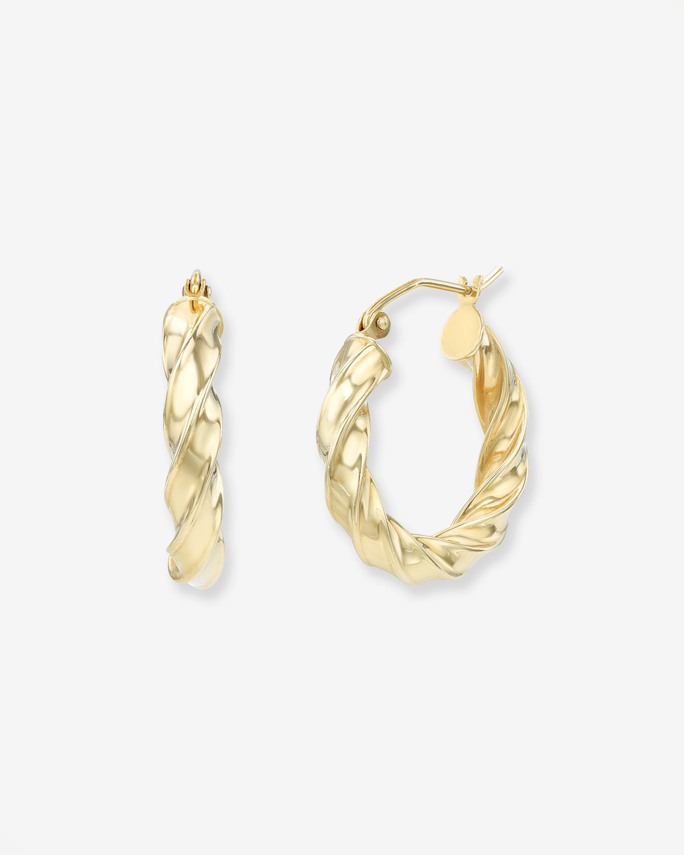 14K Gold Twisted Edge Hoops Hoops & Huggies Zoe Lev Jewelry