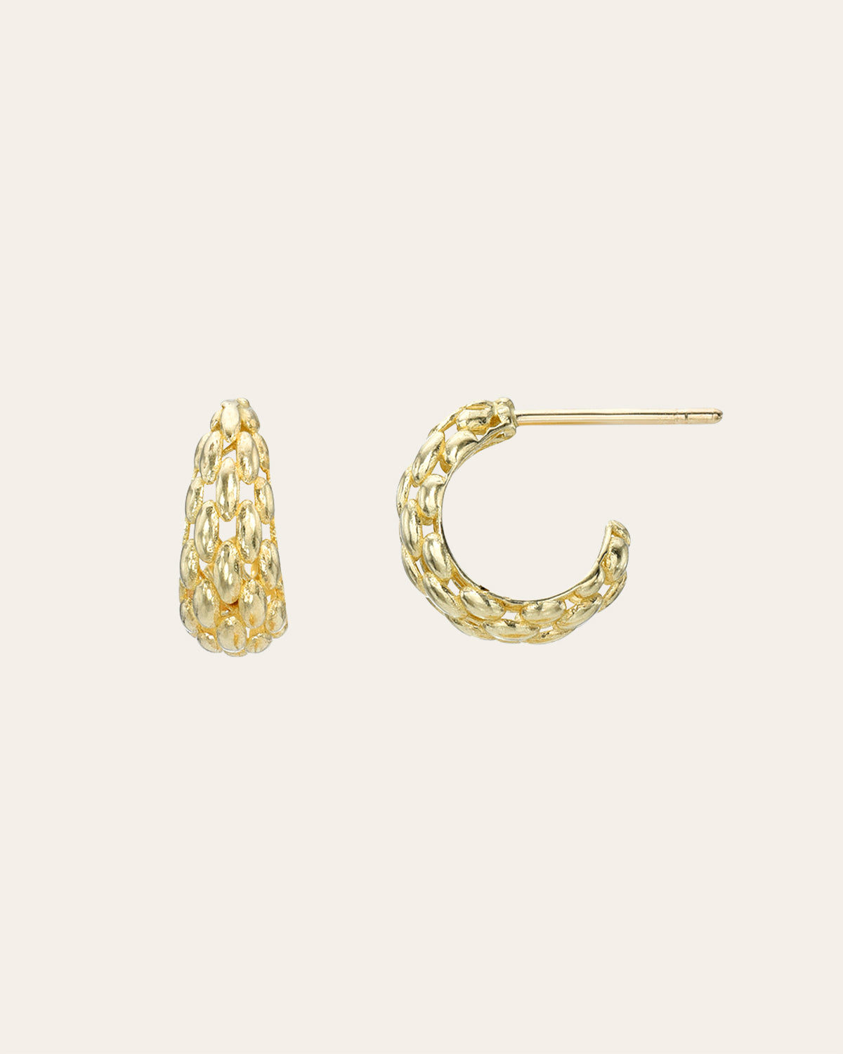 14K Gold Woven Round Stud Earrings