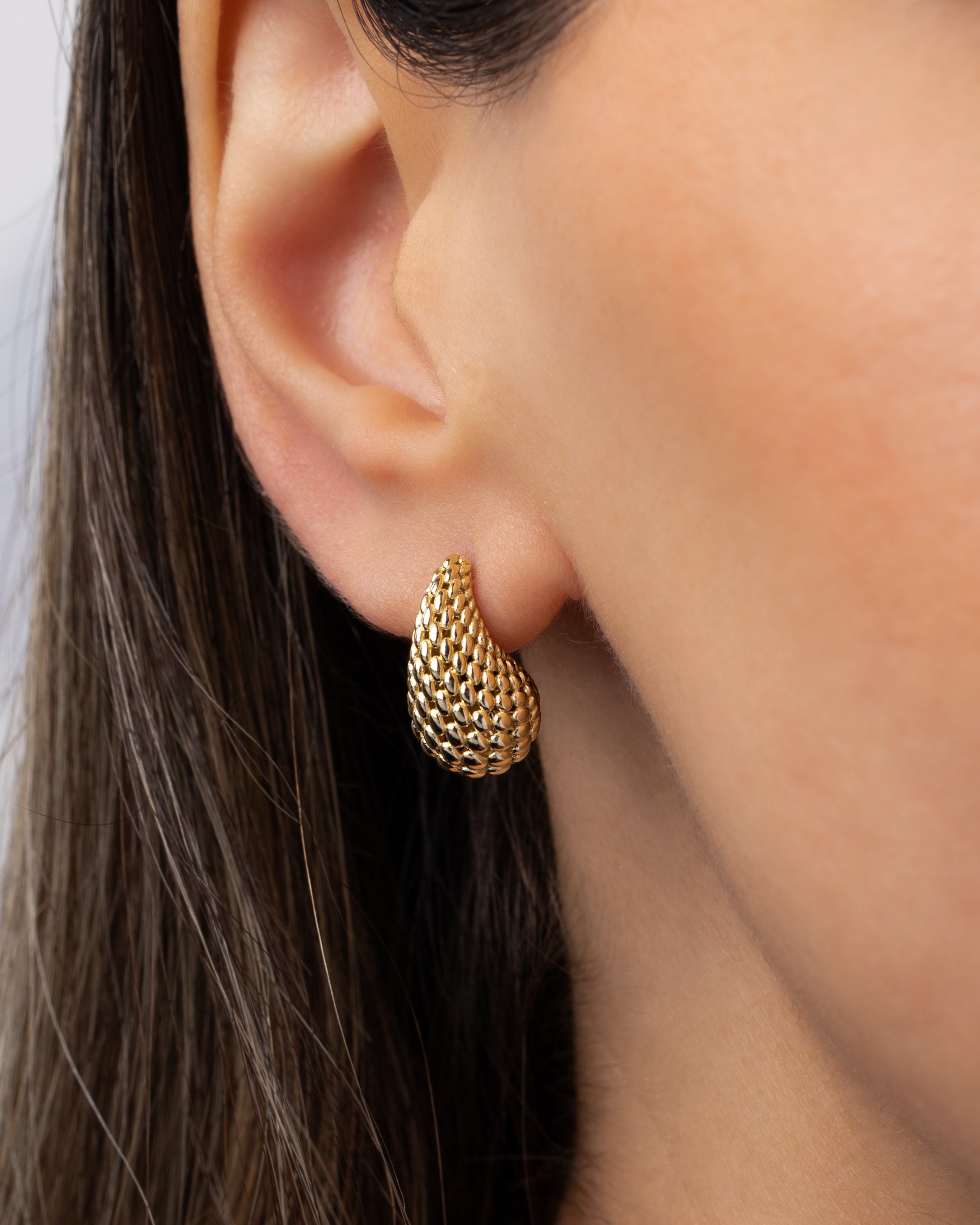 14K Gold Woven Teardrop Stud Earrings Studs Zoe Lev Jewelry