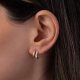 14K Gold and Diamond Double Spike Stud Earrings Studs Zoe Lev Jewelry