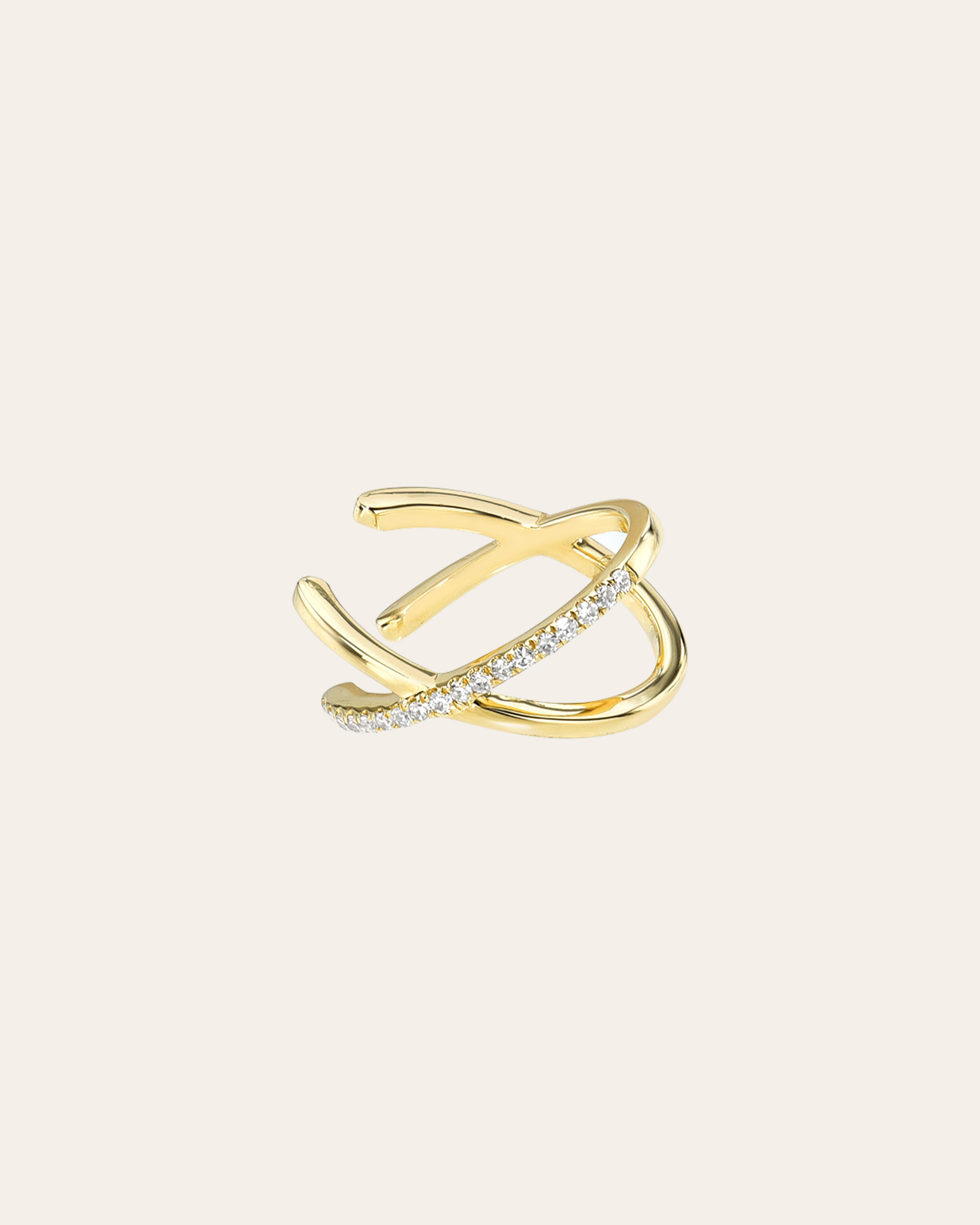 14K Gold and Diamond X Ear Cuff Ear Cuffs Zoe Lev Jewelry