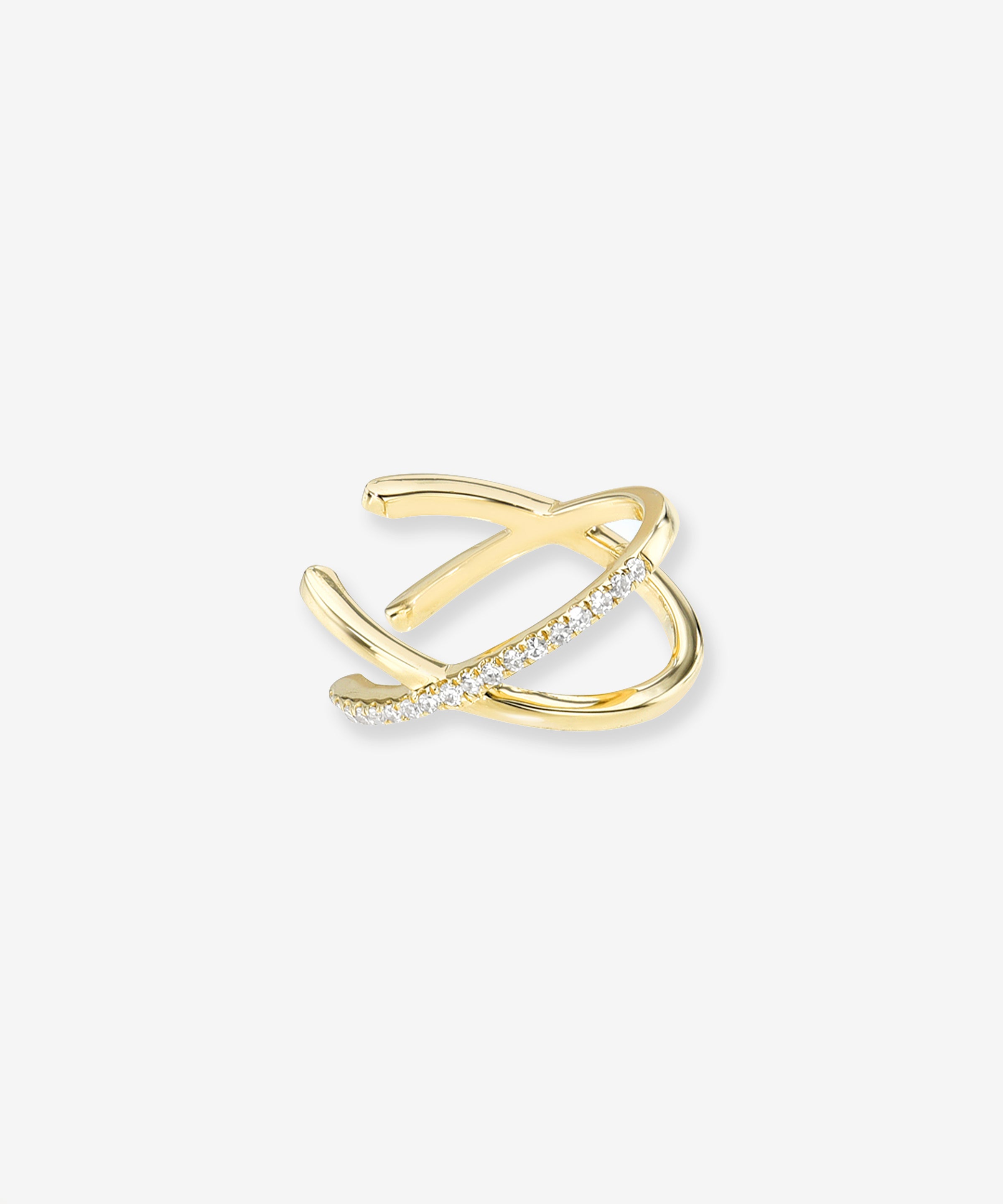 14K Gold and Diamond X Ear Cuff Ear Cuffs Zoe Lev Jewelry