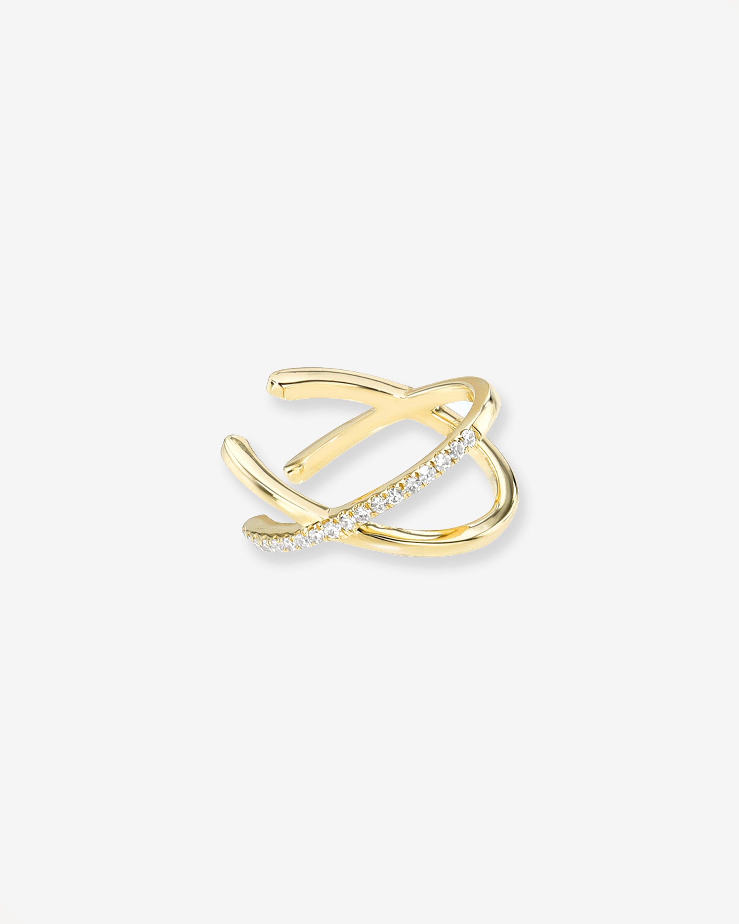 14K Gold and Diamond X Ear Cuff Ear Cuffs Zoe Lev Jewelry