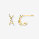 14K Gold and Diamond X Stud Earrings Zoe Lev Jewelry