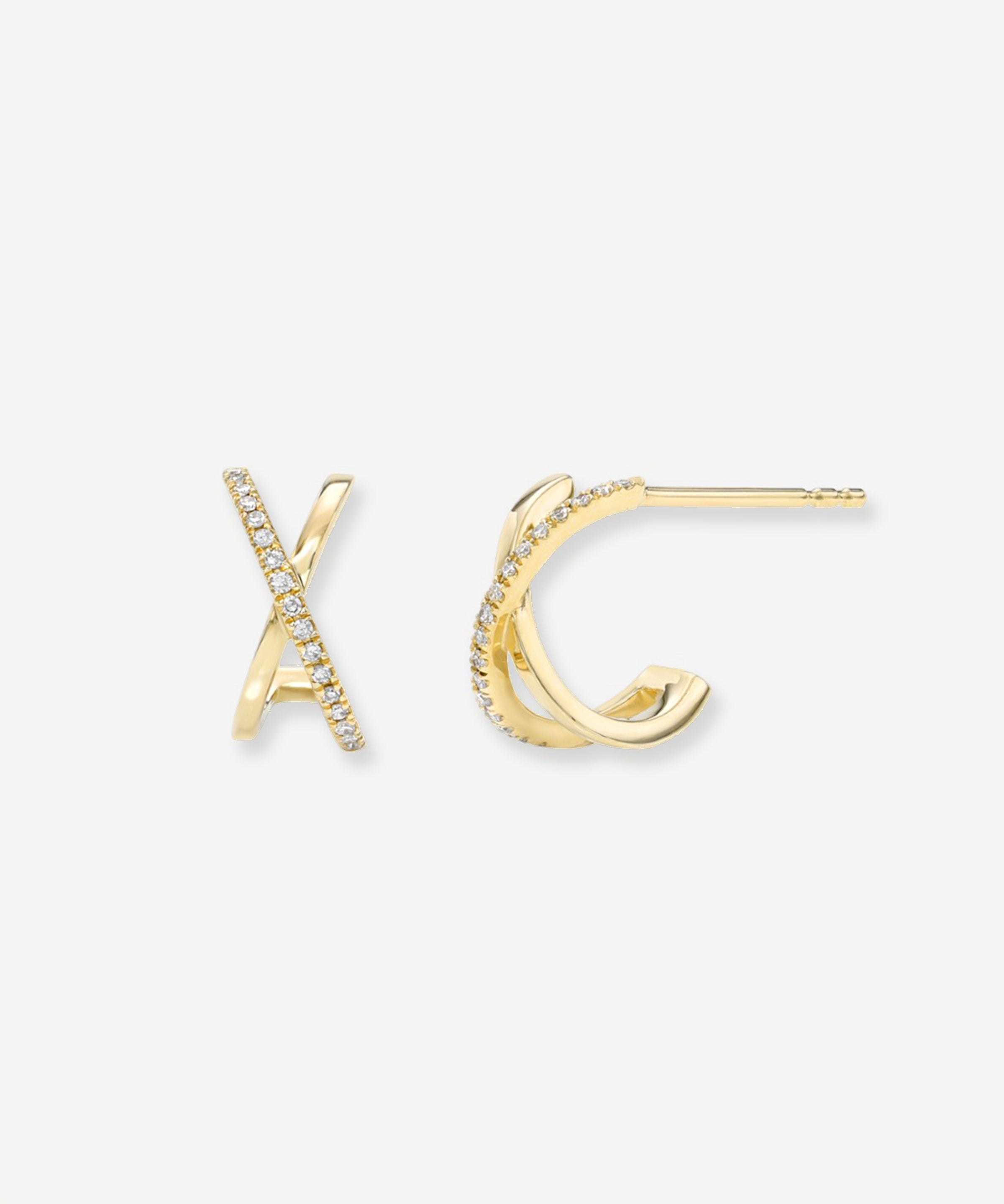 14K Gold and Diamond X Stud Earrings Zoe Lev Jewelry
