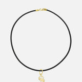 14K Leather Necklace With Gothic Initial Personalized Zoe Lev Jewelry