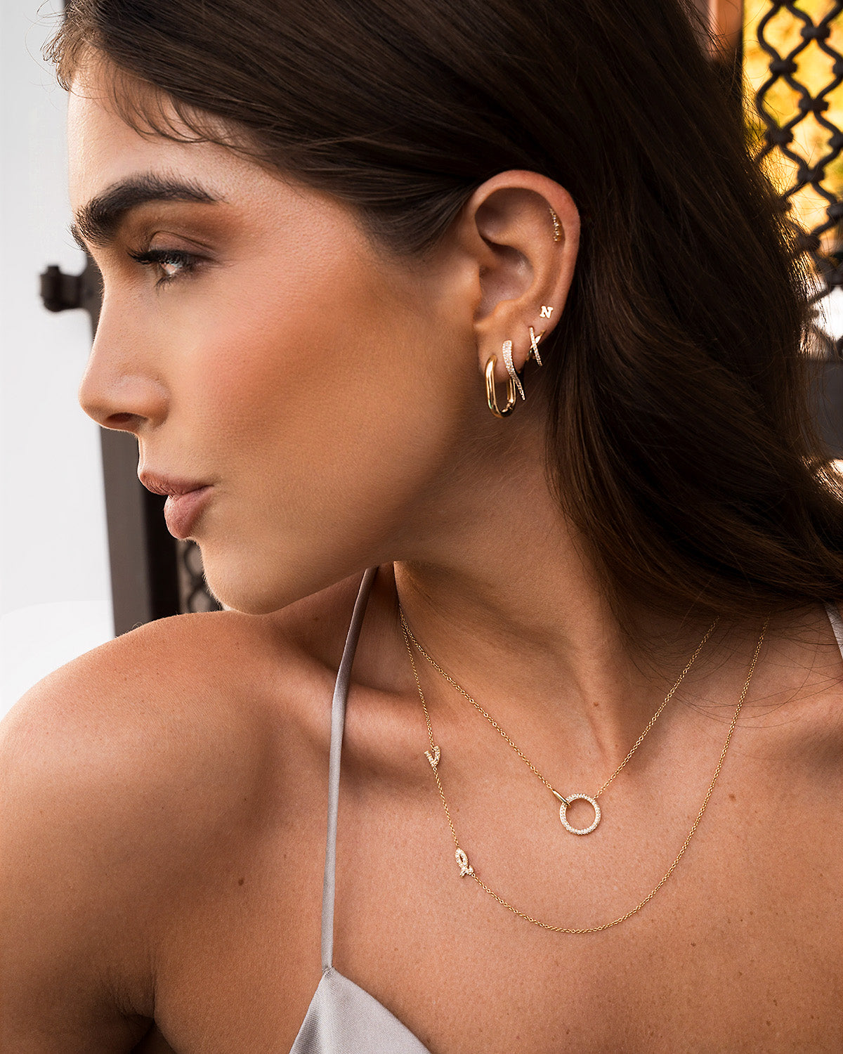 Mini Diamond Asymmetrical Script Initial Necklace Personalized Zoe Lev Jewelry