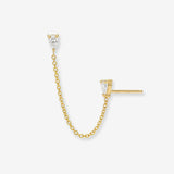 14k 3 Prong Double Pear Diamond Chain Studs