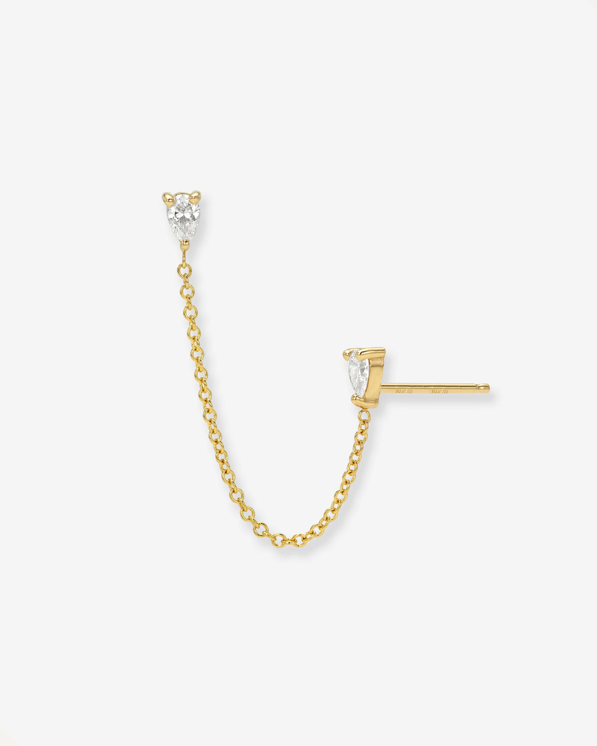 14k 3 Prong Double Pear Diamond Chain Studs Studs Zoe Lev Jewelry